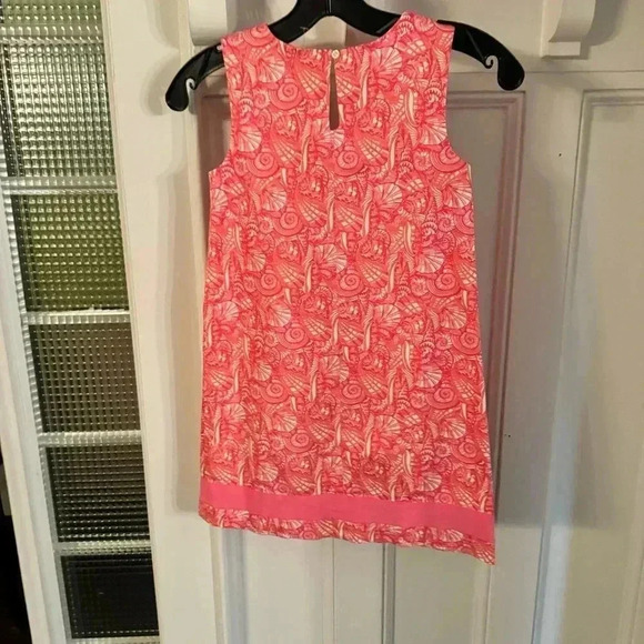 NWOT Girls Vineyard Vines Seashell Print Shift Dress Size 7 Pink Coral - Picture 2 of 9